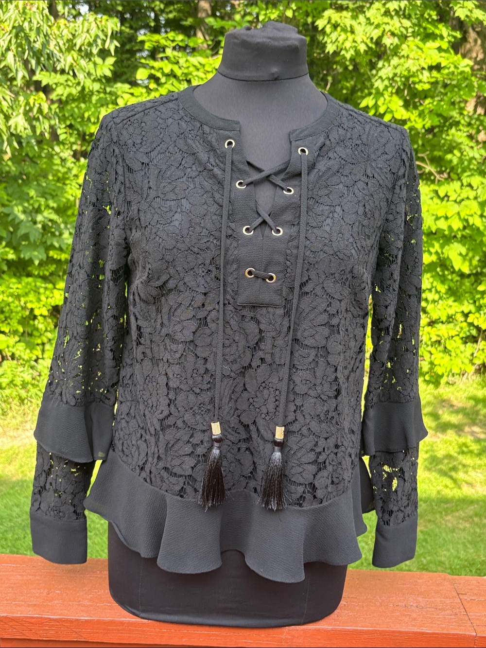 NWOT Michael Kors, black lace blouse